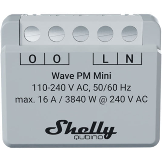 Shelly qubino wave pm mini relais (lichtgrijs wit, 1-kanaals, z-wave)
