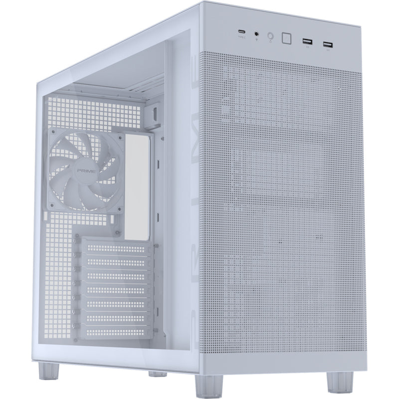 Afbeelding laden in galerijviewer, Asus prime ap303 - tempered glass panel midi tower behuizing (wit | 2x usb-a | 1x usb-c | tempered glass)
