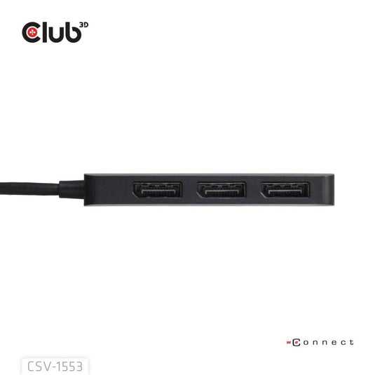 Club 3d usb-c naar 3x displayport hub (zwart)