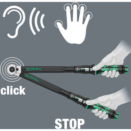 Wera click-torque c 3 push r l instelbare draaimomentsleutel (zwart groen, 40-200 nm)