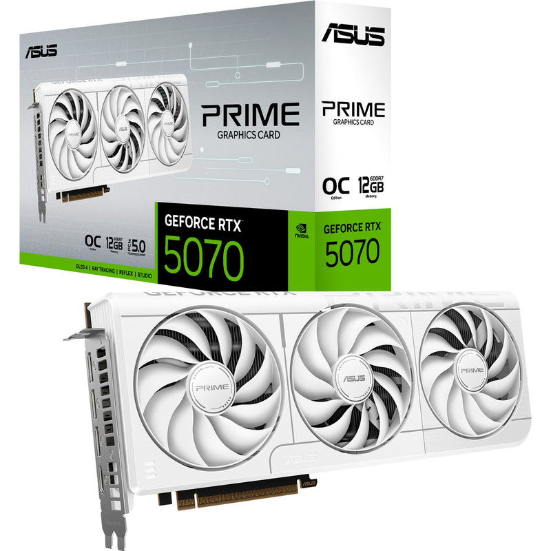 Afbeelding laden in galerijviewer, Asus prime geforce rtx 5070 oc white grafische kaart (wit, 3x displayport, 2x hdmi, dlss 4)
