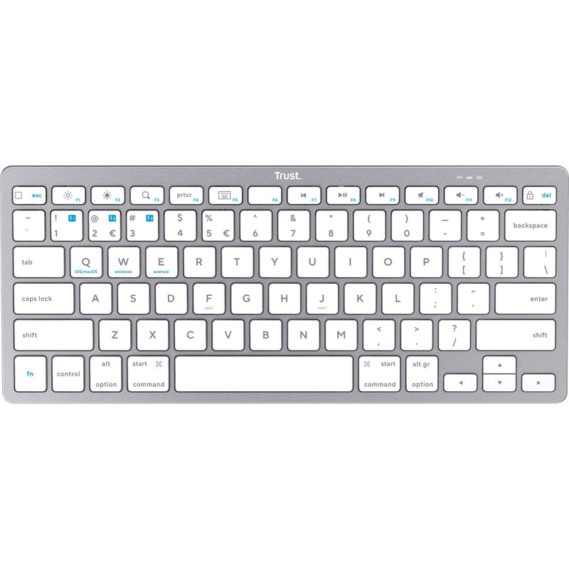 Afbeelding laden in galerijviewer, Trust wireless bluetooth keyboard (grijs, us lay-out (qwerty), scissor switches, 85%, bluetooth 4.0)
