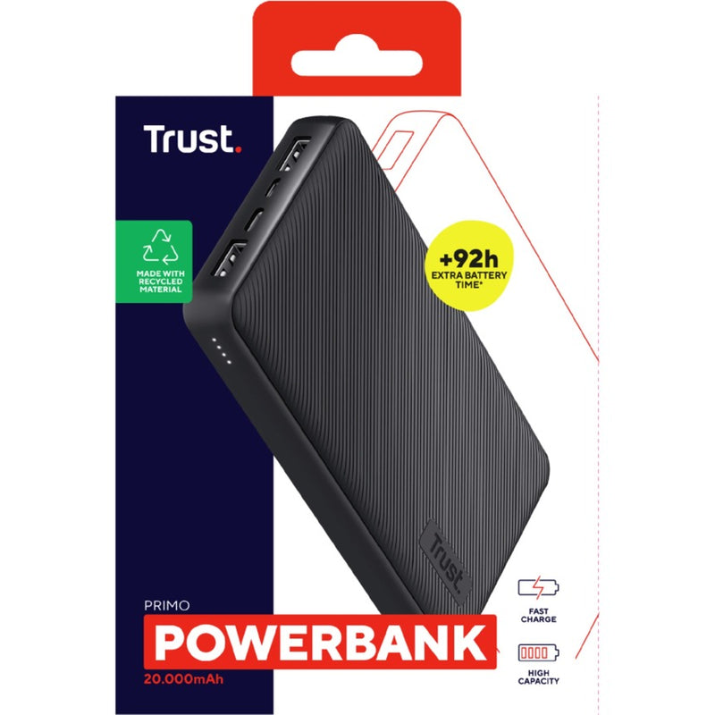Afbeelding laden in galerijviewer, Trust primo 20.000 mah eco powerbank (zwart)
