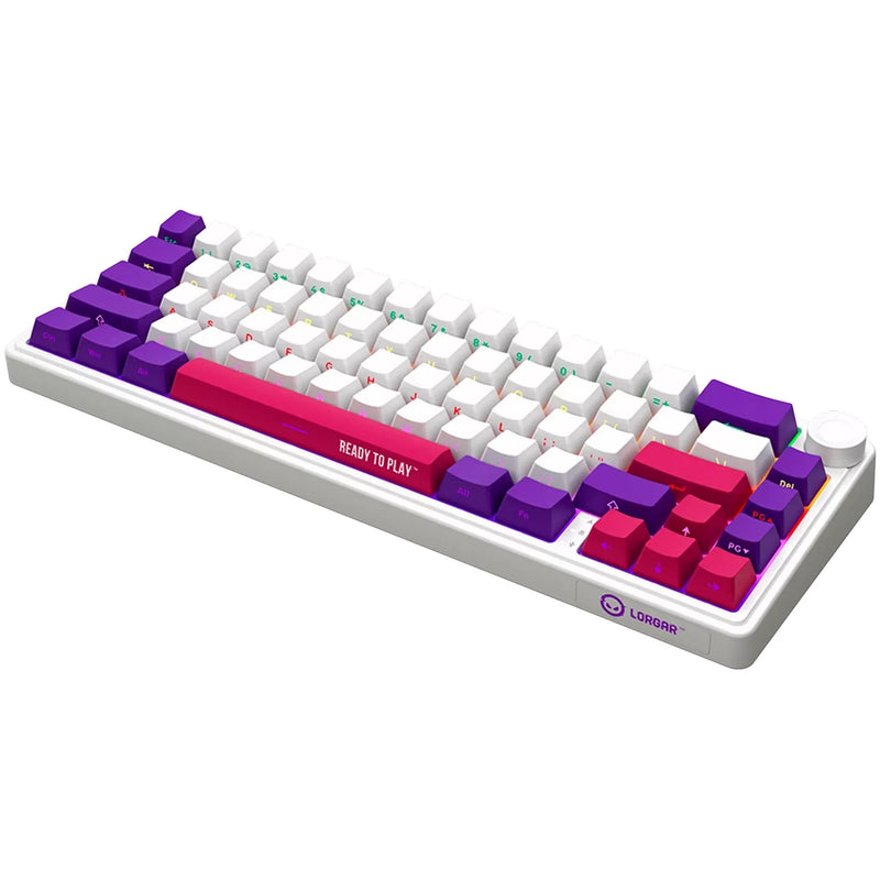 Afbeelding laden in galerijviewer, Lorgar kbp70mw rgb mechanisch gaming toetsenbord (wit, us lay-out (qwerty), logar toxic purple, 65%, rgb, hot-swappable, pbt double-shot, bluetooth | 2.4ghz | usb)
