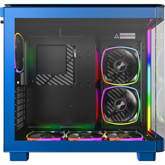 Montech king 95 pro midi tower behuizing (blauw | 2x usb-a | 1x usb-c | rgb | tempered glass)