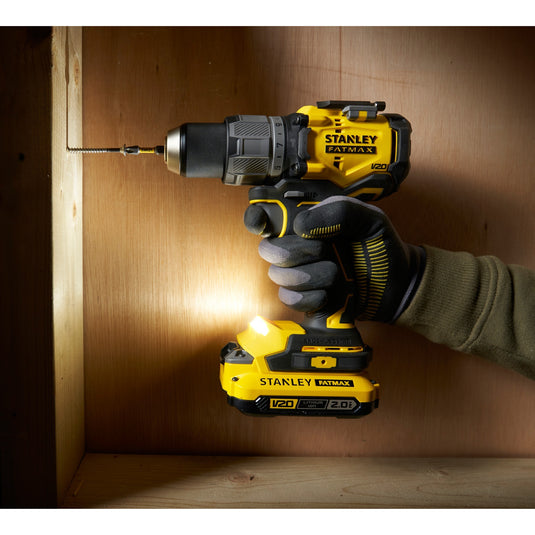 Stanley fatmax v20 18v borstelloze schroefklopboormachine (geel zwart, accu en oplader niet inbegrepen)