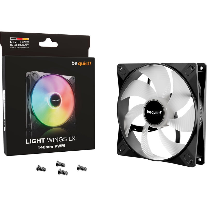 Afbeelding laden in galerijviewer, Be quiet! light wings lx pwm rgb case fan (zwart, 140 x 140 x 25 mm)
