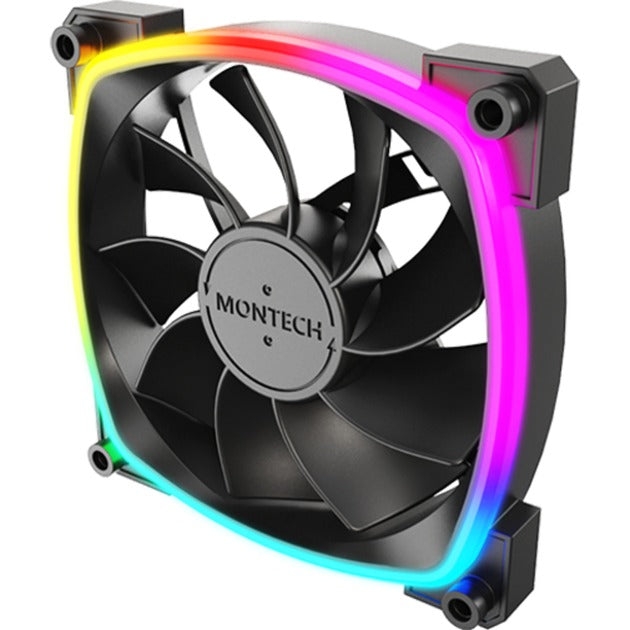 Afbeelding laden in galerijviewer, Montech rx120 pwm rgb case fan (zwart, 120 x 25 x 120 mm, 3-pin argb)
