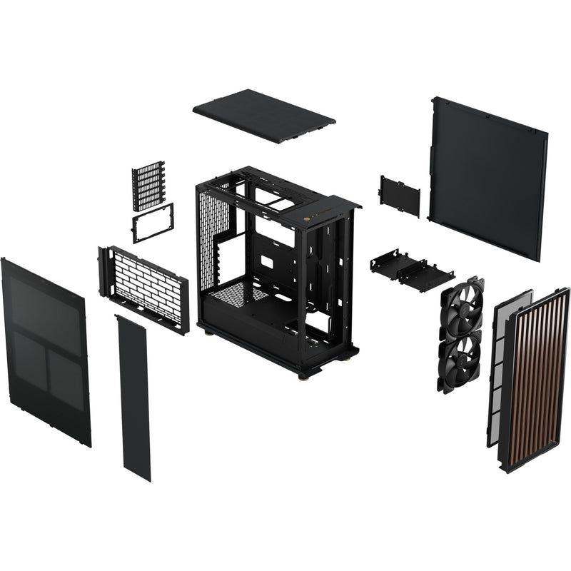 Afbeelding laden in galerijviewer, Fractal design north midi tower behuizing (zwart houtkleur | 2x usb-a | 1x usb-c)
