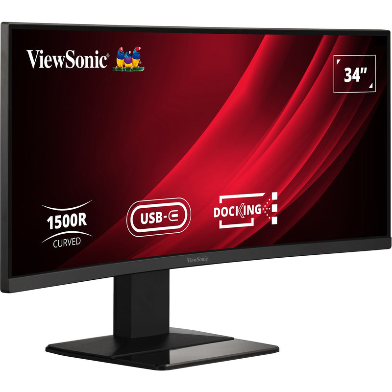 Afbeelding laden in galerijviewer, Viewsonic uwqhd curved docking monitor met kvm-switch vg3419c 34 ultrawide (zwart (mat), 1x hdmi, 1x displayport, usb-a, usb-b, usb-c, lan, audio)
