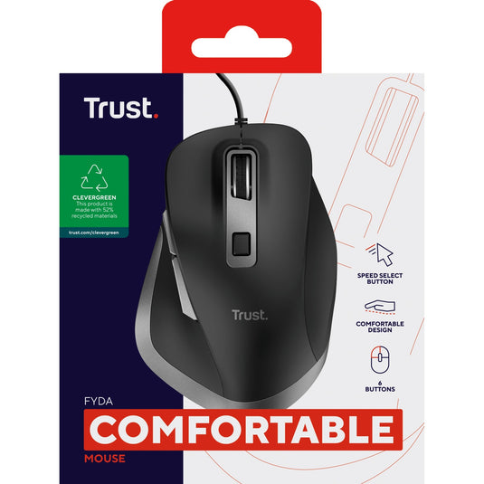 Trust fyda bedrade muis (zwart grijs, 600 - 5000 dpi)