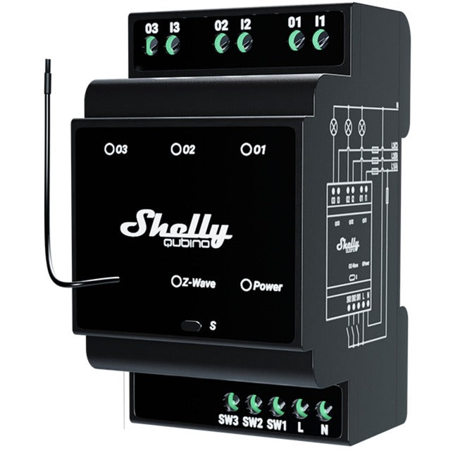 Afbeelding laden in galerijviewer, Shelly qubino wave pro 3 schakelaar (zwart, z-wave s800)
