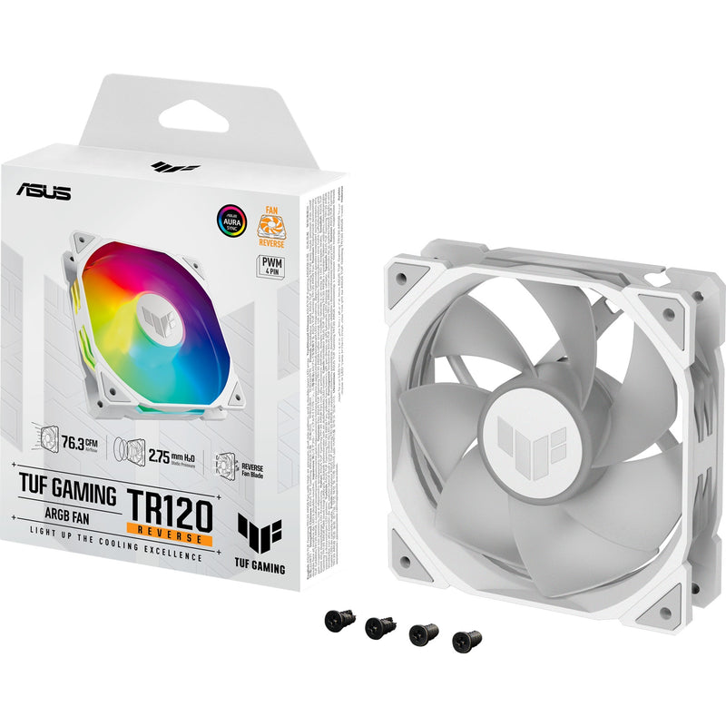 Afbeelding laden in galerijviewer, Asus tuf gaming tr120 argb reverse case fan (wit, 120 x 120 x 28 mm)
