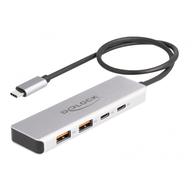 Afbeelding laden in galerijviewer, Delock usb 10 gbps usb-c hub usb-hub (grijs, 2x usb-a 3.2 (10 gbit s), 2x usb-c 3.2 (10 gbit s))
