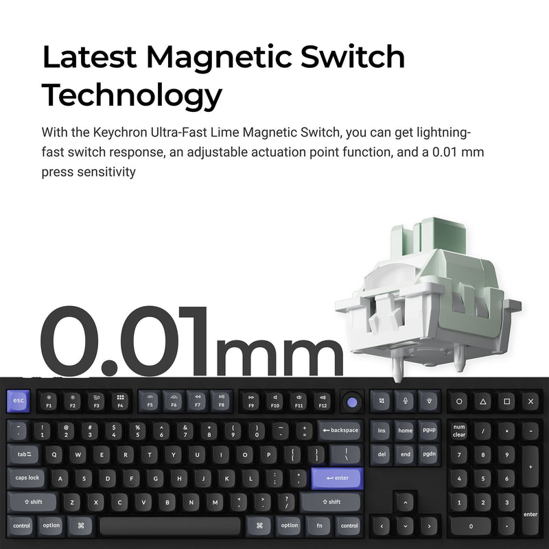 Afbeelding laden in galerijviewer, Keychron q6 he 8k magnetic switch keyboard (zwart, us lay-out (qwerty), ultra-fast lime, 100%, rgb, hot swap, 8k)
