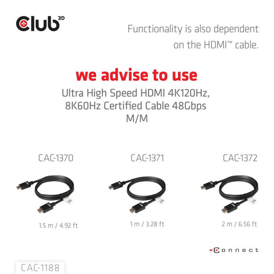 Club 3d mini displayport 1.4 naar hdmi 8k60hz m f adapter (zwart)
