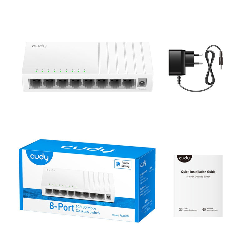 Afbeelding laden in galerijviewer, Cudy 8-port 10 100 mbps unmanaged switch (wit)
