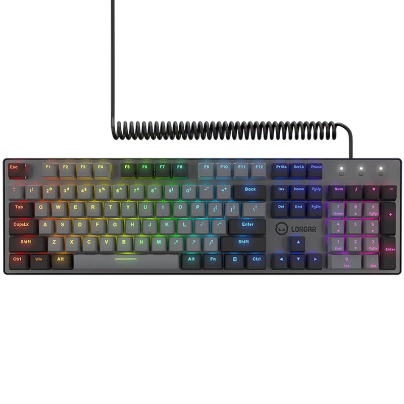 Afbeelding laden in galerijviewer, Lorgar azar 514, gaming toetsenbord (zwart, us lay-out, logar dream, rgb)
