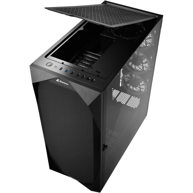 Afbeelding laden in galerijviewer, Sharkoon rev300 midi tower behuizing (zwart | 4x usb-a | 1x usb-c | rgb | tempered glass)
