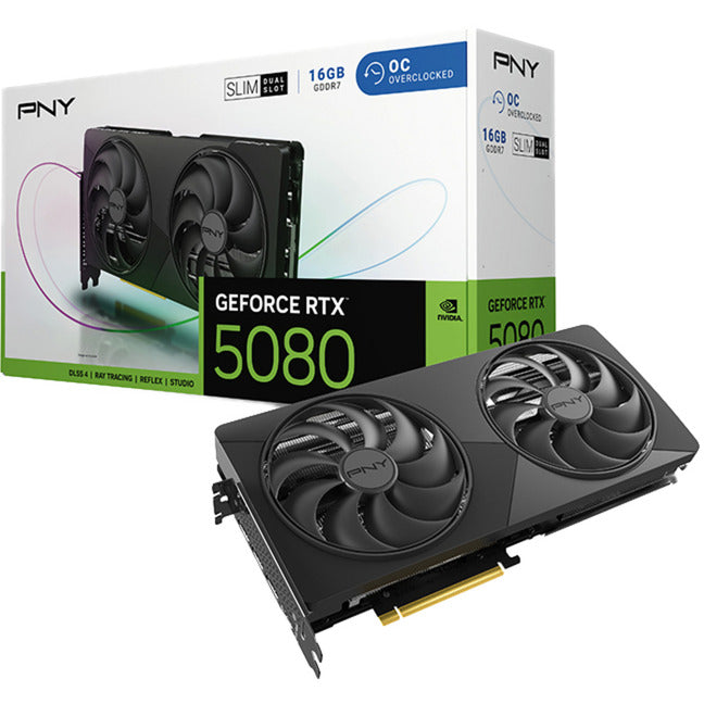 Afbeelding laden in galerijviewer, Pny geforce rtx 5080 slim oc grafische kaart (dlss 4, 3x displayport, 1x hdmi 2.1)
