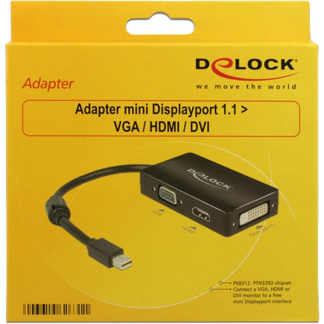 Afbeelding laden in galerijviewer, Delock mini displayport naar vga hdmi dvi adapter (zwart)
