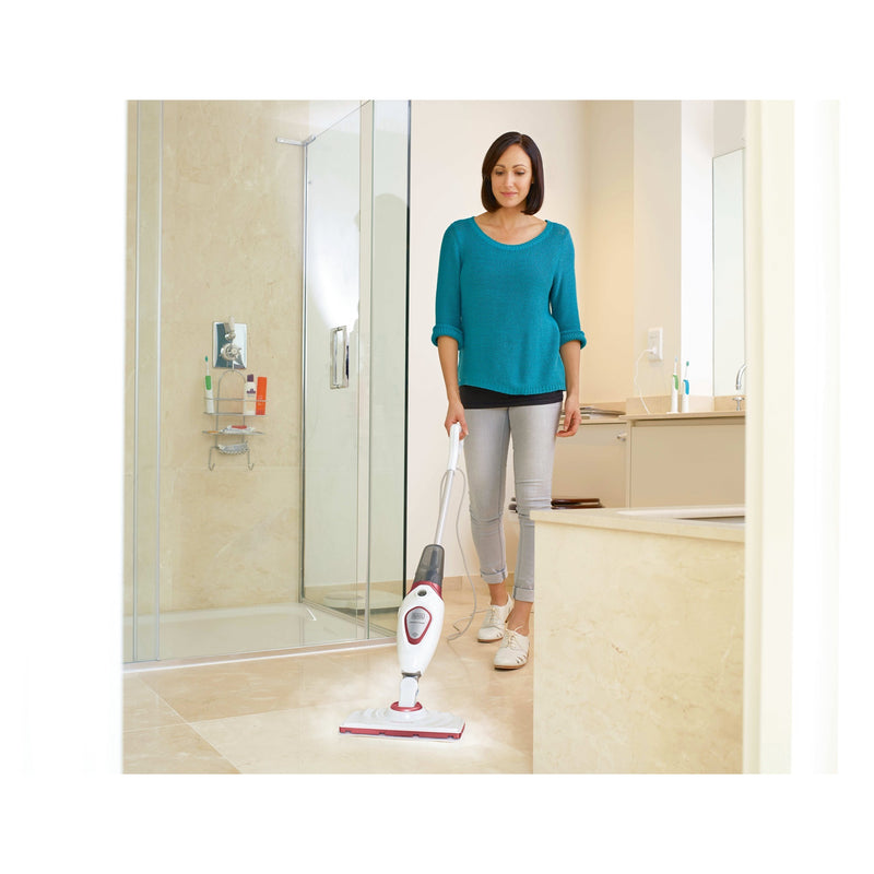 Afbeelding laden in galerijviewer, Black+decker bds1616r 1600w steam-mop met 2 stoomdoeken stoomreiniger (wit rood)
