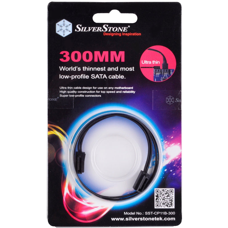 Afbeelding laden in galerijviewer, Silverstone sata iii kabel 30cm (zwart, 6gb s, low profile connector, cp11b-300)
