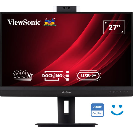 Viewsonic video conferencing docking monitor vg2757v-2k 27 (zwart (mat) grijs, 1x hdmi, 1x displayport, usb-a, usb-c, audio)