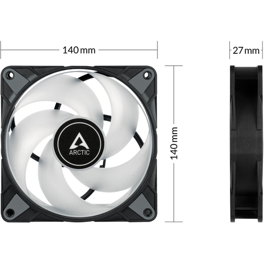 Arctic p14 pwm pst a-rgb case fan (zwart, 140 x 140 x 27 mm)