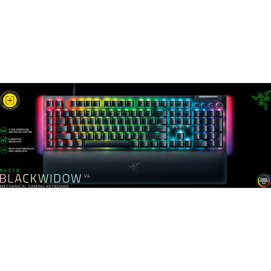 Razer blackwidow v4, gaming toetsenbord (zwart, us lay-out, yellow, rgb leds, doubleshot abs)