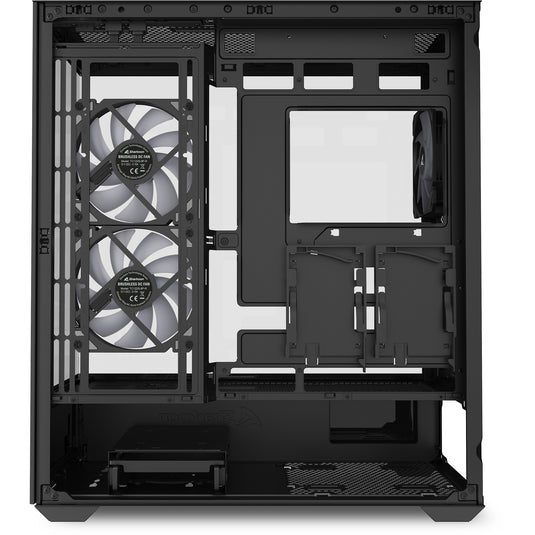 Sharkoon sk6 argb midi tower behuizing (zwart | 2x usb-a | rgb | tempered glass)