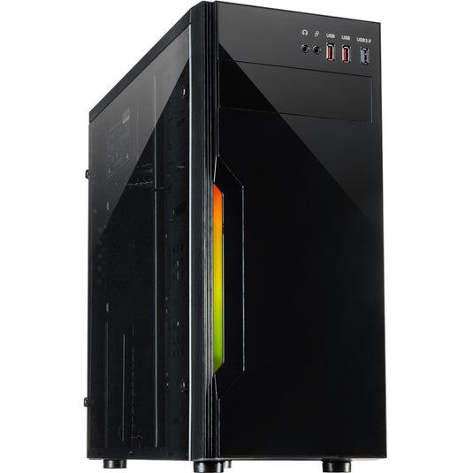 Inter-tech b-42 rgb midi tower behuizing (zwart | 3x usb-a | rgb | window)