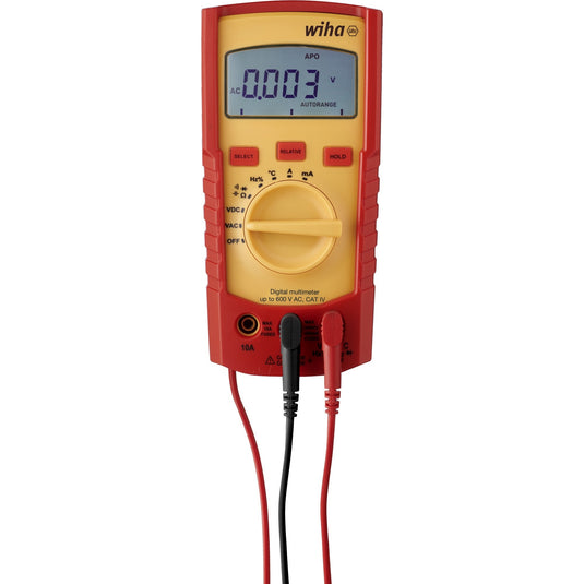 Wiha digitale multimeter tot 600 v ac, cat iv meetapparaat (rood geel)