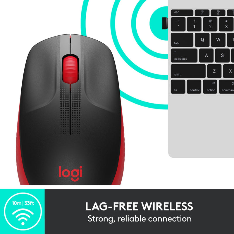 Afbeelding laden in galerijviewer, Logitech m190 full-size wireless mouse (rood, 1000 dpi)
