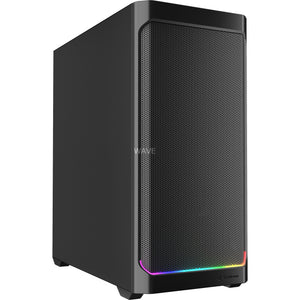 Sharkoon ak4 rgb strip midi tower behuizing (zwart | 2x usb-a | 1x usb-c | rgb)