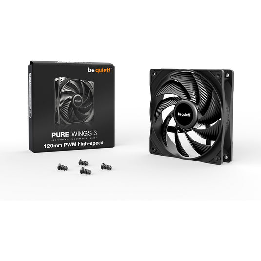 Be quiet! pure wings 3 pwm high-speed case fan (zwart, 120 x 120 x 25 mm)
