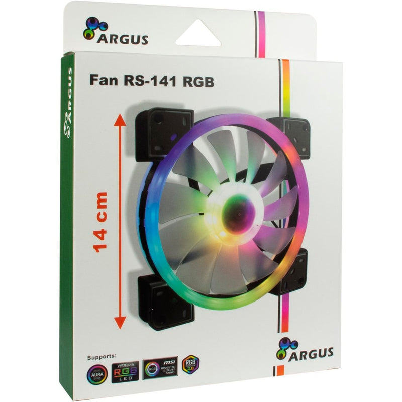 Afbeelding laden in galerijviewer, Inter-tech argus rs-141 rgb case fan (zwart, 140 x 140 x 25 mm, pwm)
