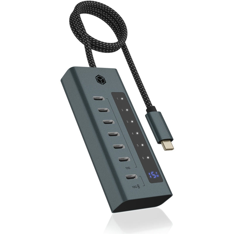 Afbeelding laden in galerijviewer, Icy box 7-port usb-c 3.2 gen 2 usb-hub (blauwgrijs)

