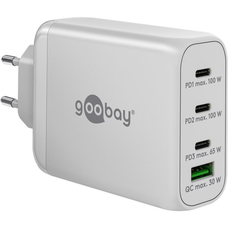 Afbeelding laden in galerijviewer, Goobay 100w gan usb-c pd multiport snellader (wit, 3x usb-c, 1x usb-a)
