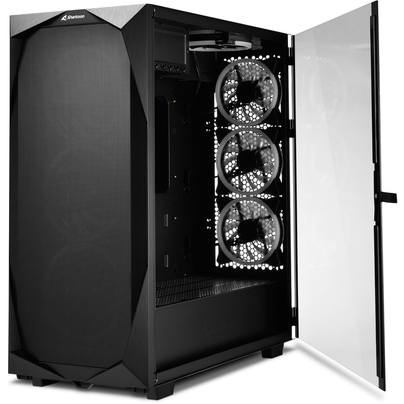 Afbeelding laden in galerijviewer, Sharkoon rev300 midi tower behuizing (zwart | 4x usb-a | 1x usb-c | rgb | tempered glass)

