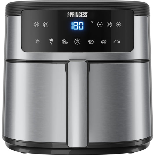 Princess digitale airfyer 6l heteluchtfriteuse (zwart zilver, 6 liter)