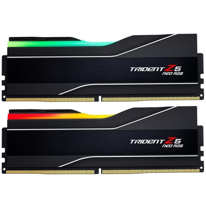 Afbeelding laden in galerijviewer, G.skill 64 gb ddr5-6000 (2x 32 gb) kit werkgeheugen (zwart, f5-6000j3040g32gx2-t, trident z5 neo rgb, expo)
