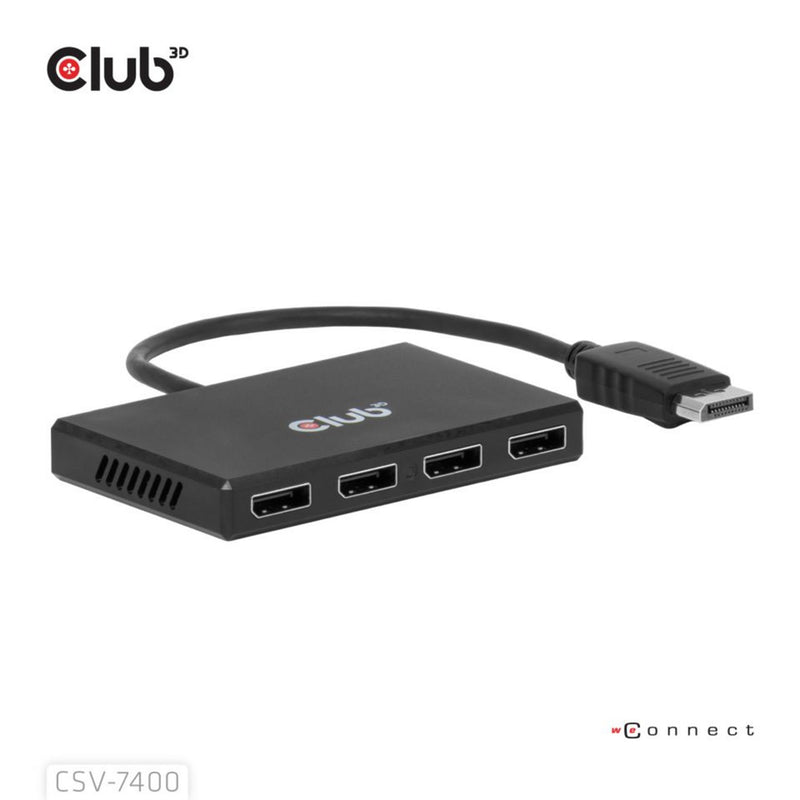 Afbeelding laden in galerijviewer, Club 3d displayport quad monitor hub mst 4x 4k30hz displayport splitter (zwart)
