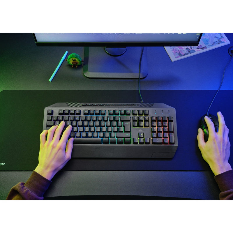 Afbeelding laden in galerijviewer, Trust gxt 836 evocx rgb gaming toetsenbord (zwart, us lay-out (qwerty), membraan, 100%, rgb)
