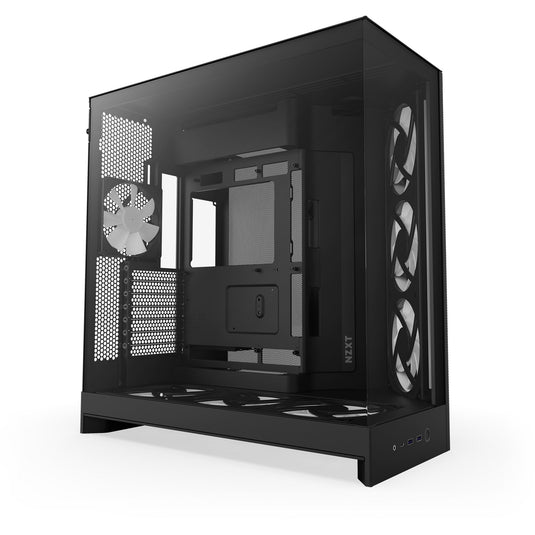 Nzxt h9 flow rgb+ midi tower behuizing (zwart (mat) | 2x usb-a | 1x usb-c | rgb | tempered glass)