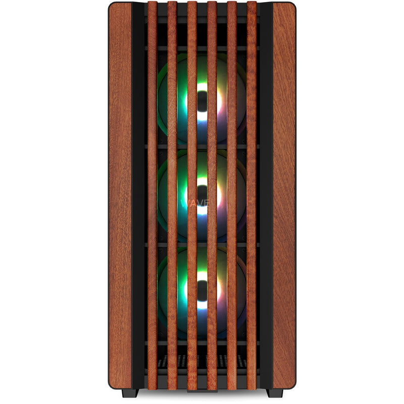 Afbeelding laden in galerijviewer, Sharkoon rebel c70m rgb midi tower behuizing (zwart houtkleur | 2x usb-a | 1x usb-c | rgb)
