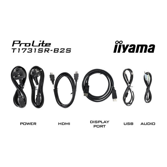 Iiyama prolite t1731sr-b2s 17 touchscreen monitor (zwart, vga, hdmi, displayport, audio, touch)