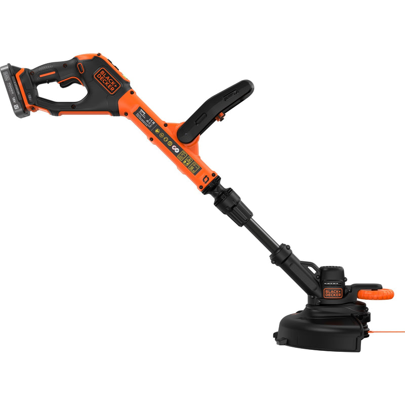 Afbeelding laden in galerijviewer, Black+decker 18v trimmer met 2 messen en accu grastrimmer (zwart oranje, 25 cm, accu inbegrepen)
