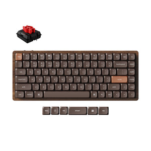 Keychron k3 max-h1w all-wood special edition rgb mechanisch toetsenbord (houtkleur, us lay-out (qwerty), milk pom red, 75%, rgb leds, double-shot pbt, hot swap, 2.4ghz | bluetooth 5.1 | usb-c)