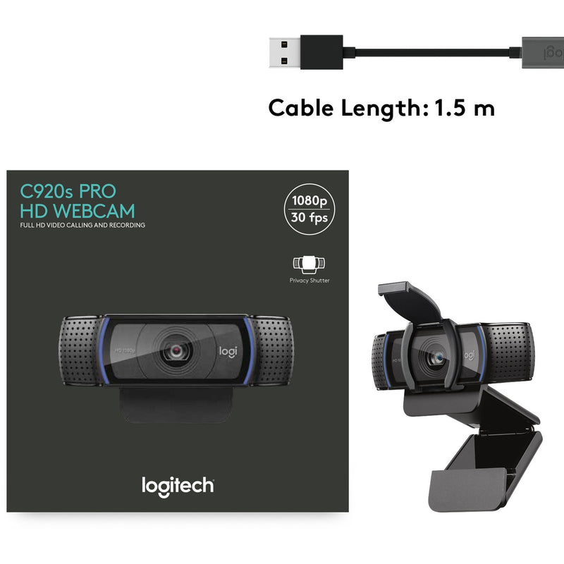 Afbeelding laden in galerijviewer, Logitech c920s pro hd webcam (zwart)
